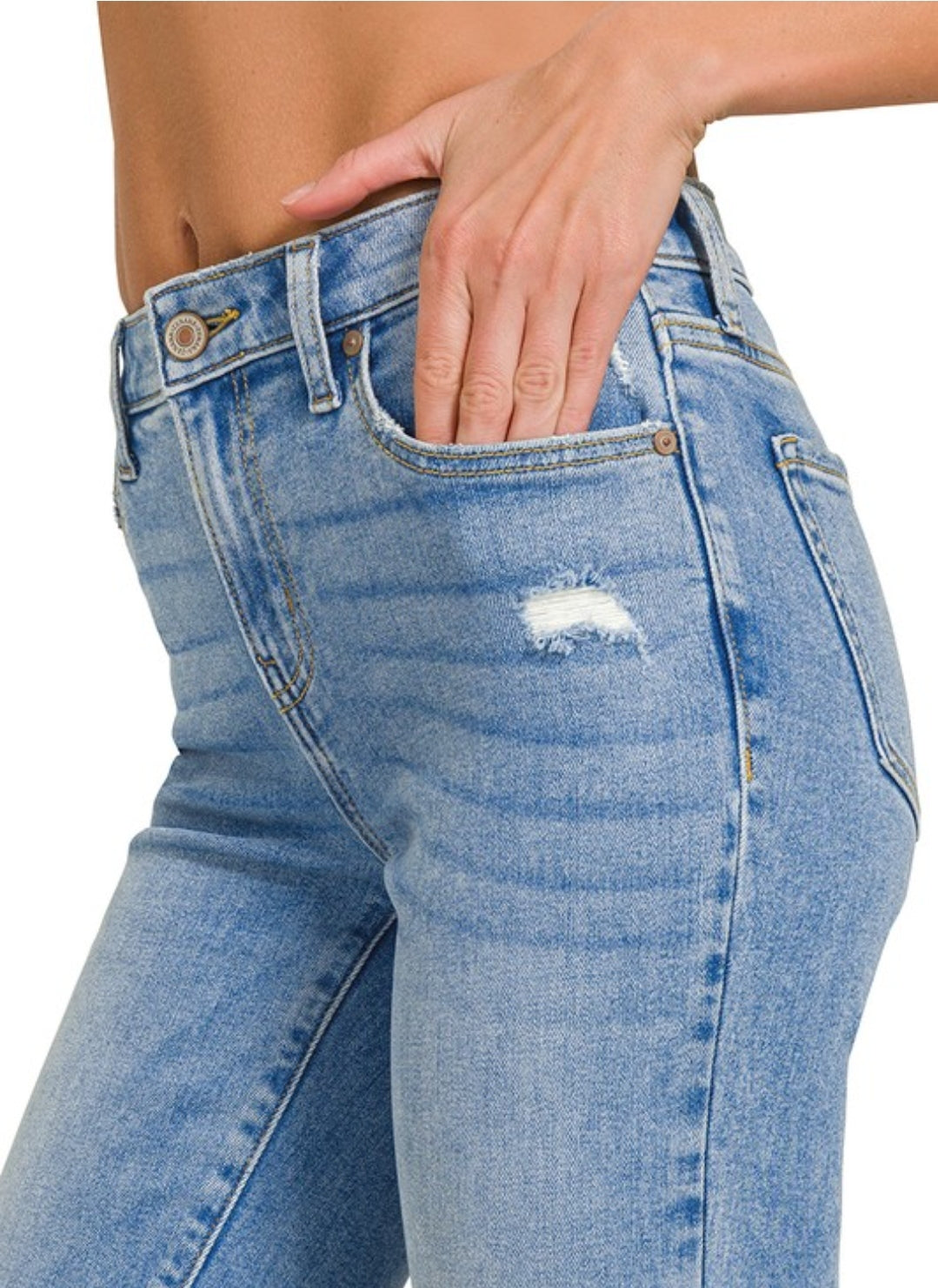 Raw Edge Cropped Denim Jeans
